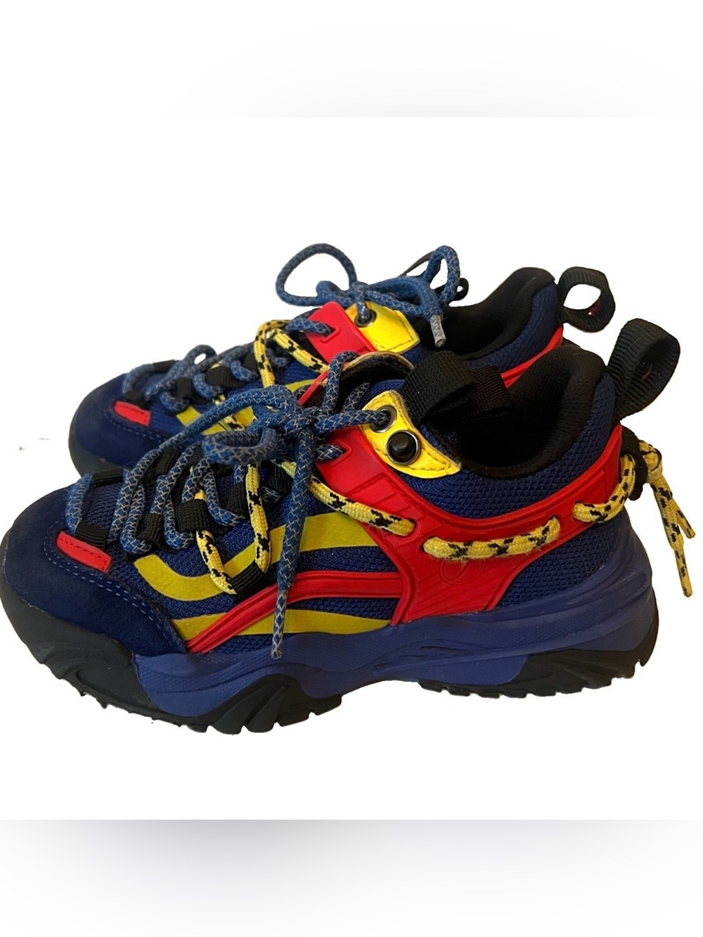 Javi Boys Dominance Lace Up Sneakers Blue Yellow Red Size 12